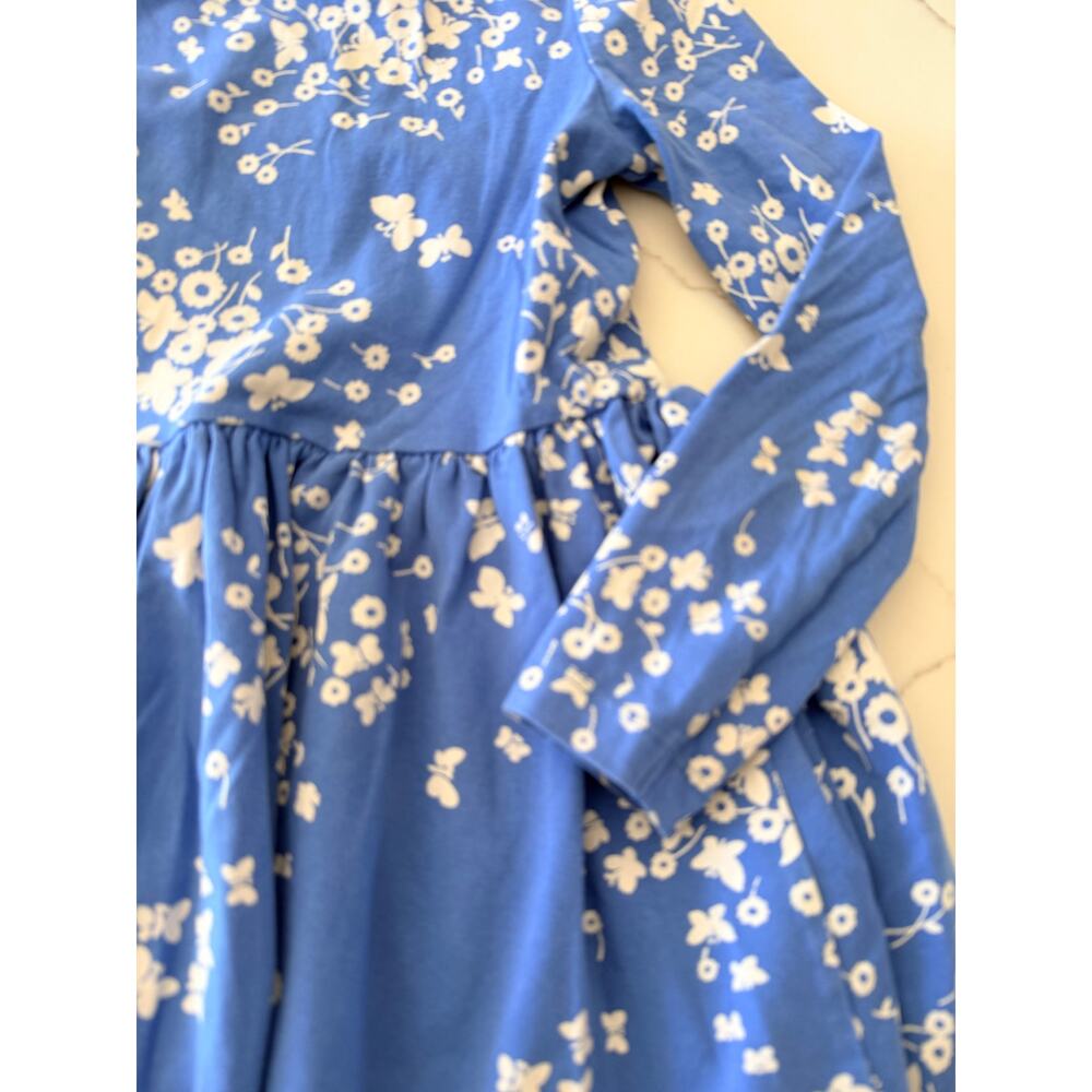 Mini Boden Girls Long Sleeve Floral Jersey Dress 6/7 Blue - Picture 3 of 8